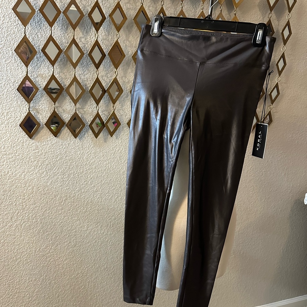 Koral Black Faux Leather Leggings
